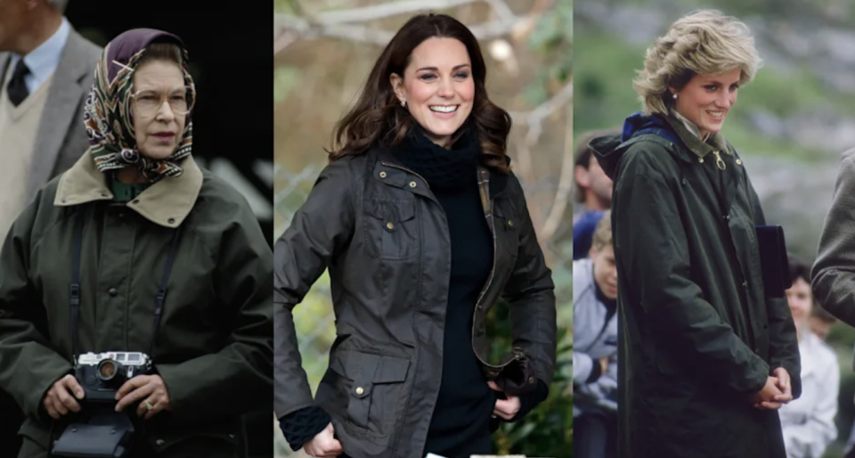 From Queen Elizabeth to Kate Middleton and Princess Diana, these Barbour jackets are in every royal's wardrobe (Photos via Getty)