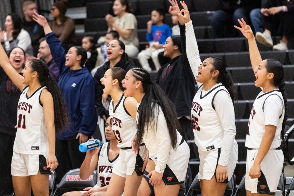 The West Panthers cheer for their teammates during a game against the Salem Hills Skyhawks at West High School in Salt Lake City on Thursday, Feb. 22, 2024. | Marielle Scott, Deseret News