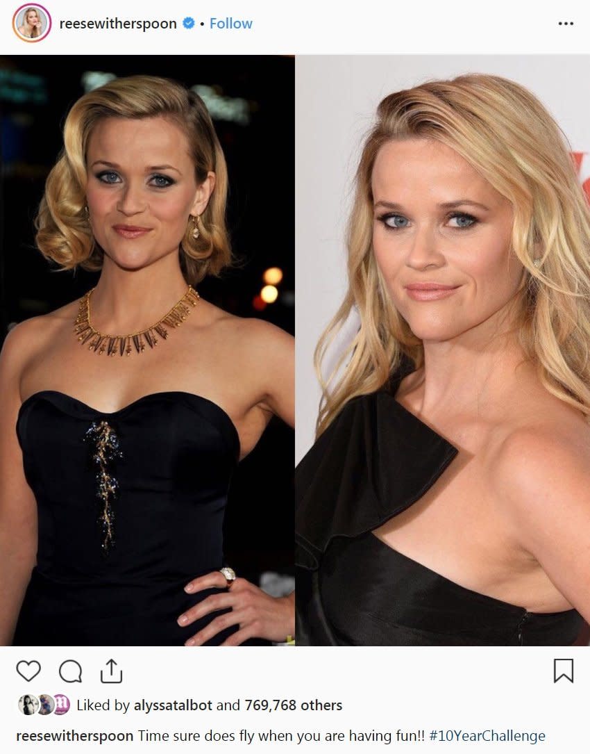 Reese Witherspoon's 10-year challenge (Instagram)