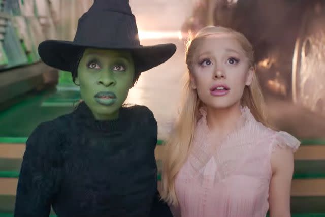 <p>Universal Pictures/ Youtube</p> Cynthia Erivo and Ariana Grande in 'Wicked'