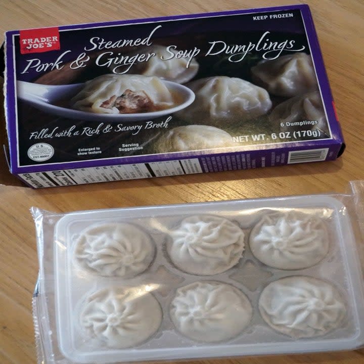 Pork and ginger soup dumplings in its packaging