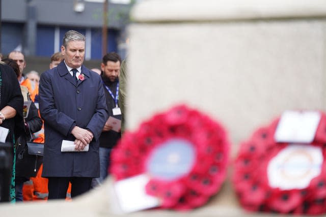 Labour Party leader Sir Keir Starmer marked the moment outside Euston Station, London (James Manning/PA)