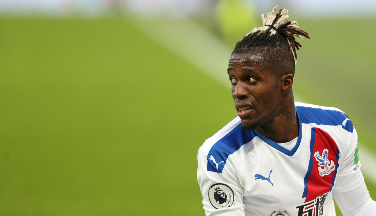 LONDON, ENGLAND - OCTOBER 05: Crystal Palace's Wilfried Zaha during the Premier League match between West Ham United and Crystal Palace at London Stadium on October 5, 2019 in London, United Kingdom. (Photo by Rob Newell - CameraSport via Getty Images)