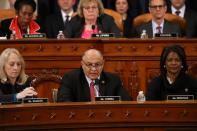 House Judiciary Committee Chairman Rep. Luis Correa, D-CA., votes for the first of two articles during a House Judiciary Committee markup of the articles of impeachment against President Donald Trump in Washington