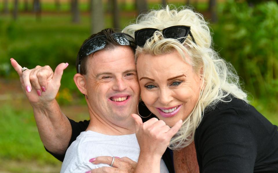 Multi-talented athlete Bobby Campbell, 34, with his mother Debbie Jameson, of Viera. Bobby was chosen to appear in the annual National Down Syndrome Society (NDSS) video presentation to be shown in Times Square, New York on September 9, 2023. 