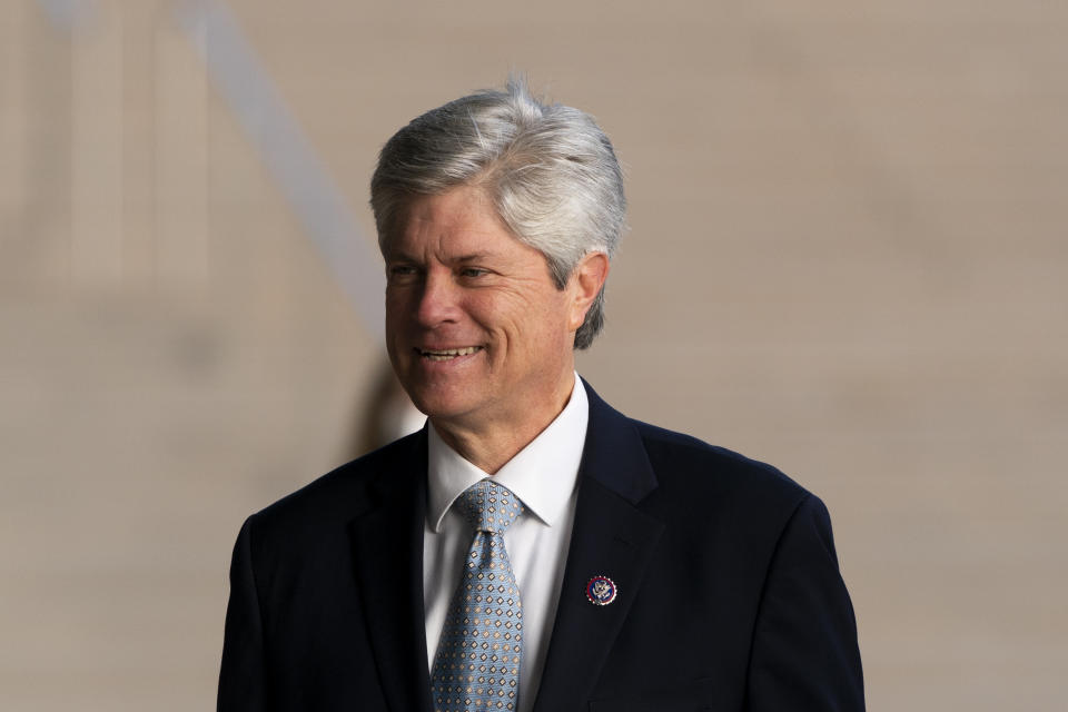 U.S. Rep. Jeff Fortenberry, R-Neb., arrives at the federal courthouse in Los Angeles, Wednesday, March 16, 2022. Fortenberry stands trial to fight allegations that he lied to federal investigators about an illegal 2016 contribution to his campaign from a foreign national and didn't properly disclose it in campaign filings. (AP Photo/Jae C. Hong)