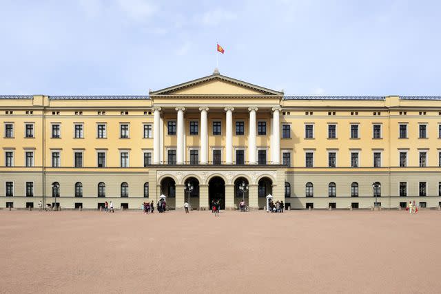 <p>Hans Lippert/imageBROKER/Shutterstock </p> An exterior shot of the Royal Palace of Norway in Oslo.