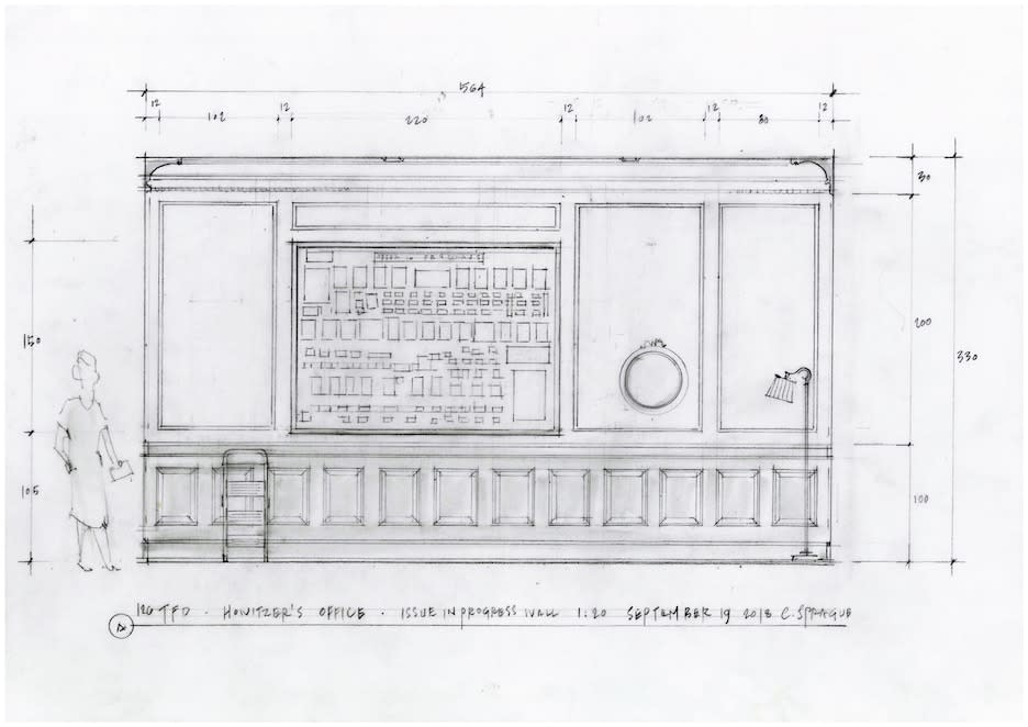 French Dispatch story wall - sketch