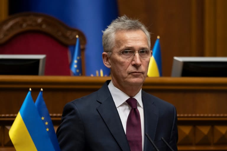 El secretario general de la OTAN, Jens Stoltenberg, el 29 de abril de 2024 en el Parlamento ucraniano, en Kiev (Andrii Nesterenko)