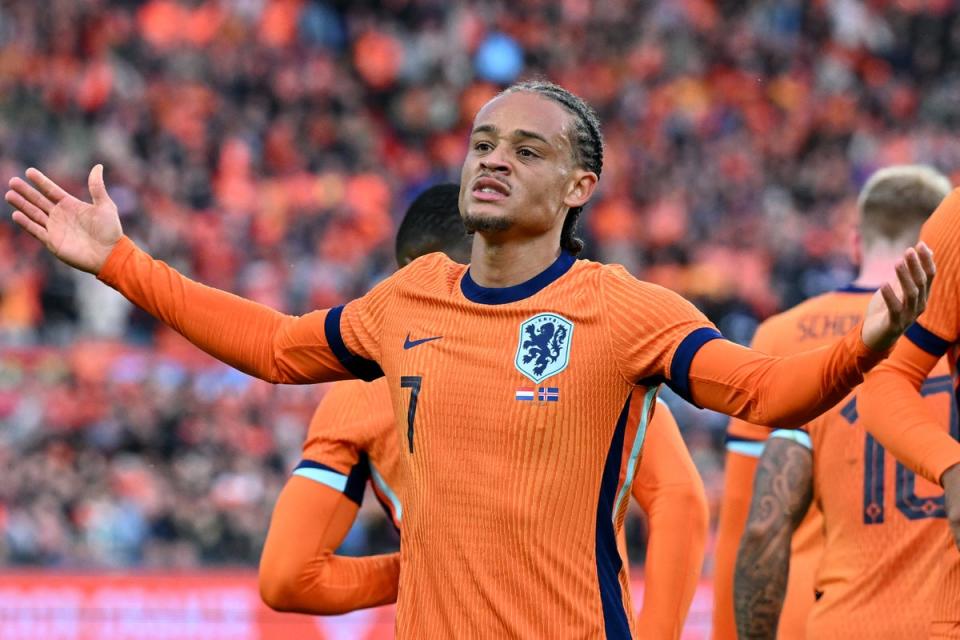 Controverse: Het doelpunt van Xavi Simons in de tweede helft werd afgekeurd omdat Nederland in Leipzig op gelijke hoogte stond met Frankrijk (AFP via Getty Images)