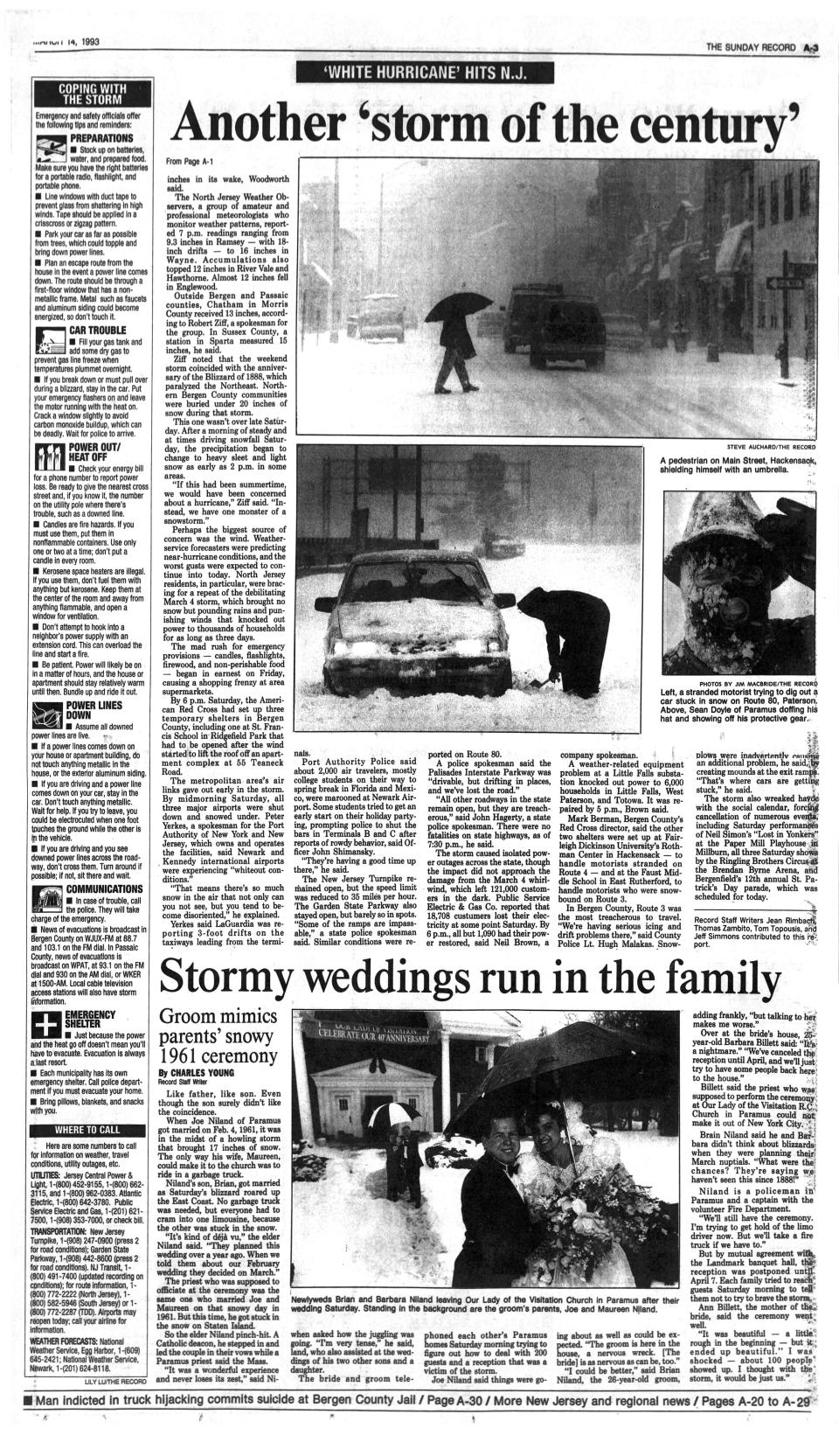 The snowstorm of March 1993, dubbed the storm of the century, turns 30.