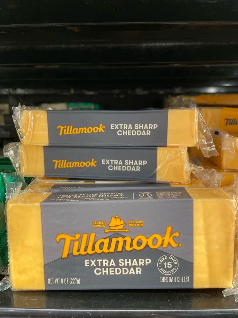 Tillamook extra sharp cheddar cheese.