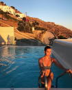 <p>Bella spends a day in the pool while in Mykonos. Source: Instagram/bellahadid </p>