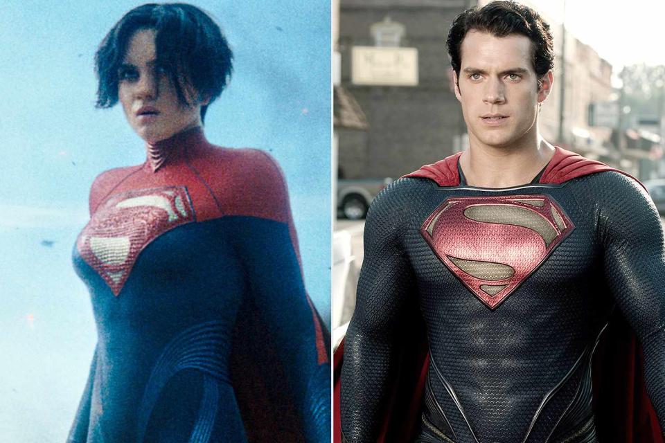 <p>Courtesy of Warner Bros., Warner Bros. Pictures/courtesy Everett Collection</p> Sasha Calle in <em>The Flash</em> (2023); Henry Cavill as Superman in <em>Man of Steel</em> (2013)