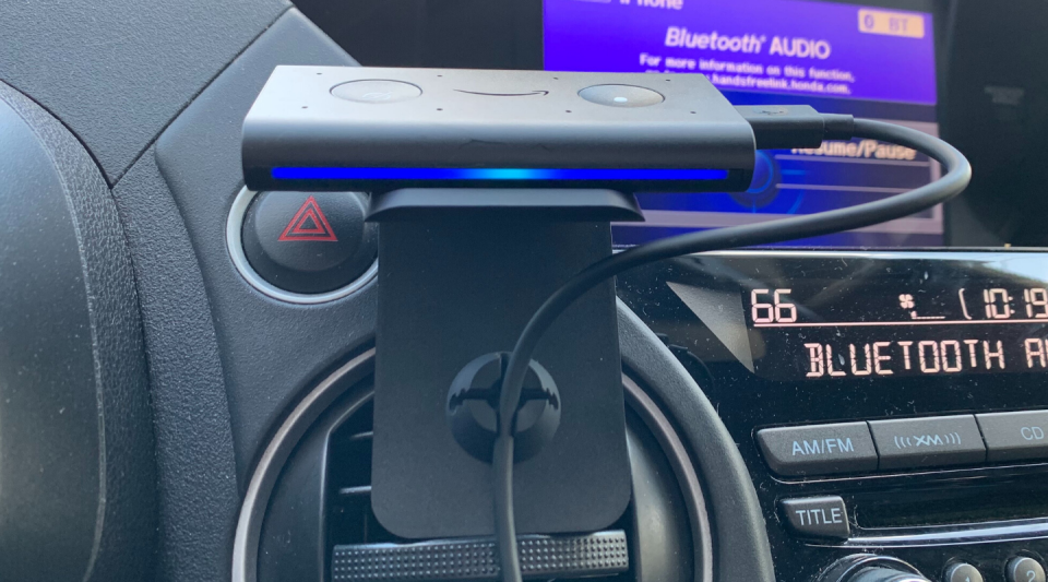 Amazon's Echo Auto is a small smart gadget that uses your cell phone's data plan to help you access Alexa in the car.