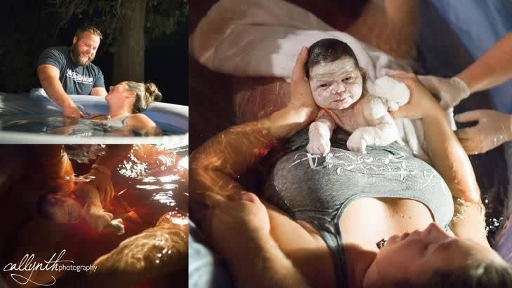 She was able to enjoy the peace under the stars in between contractions. Photo: Callynth Photography