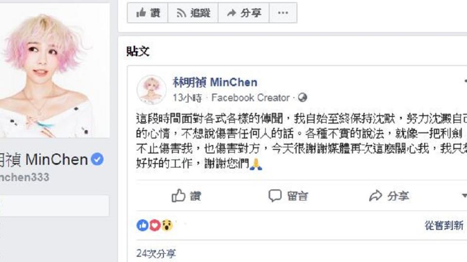 圖／翻攝自林明禎 MinChen Faceboook