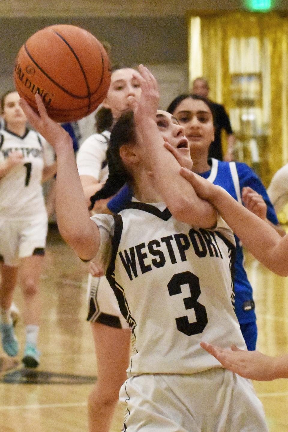 Westport's Korynne Holden during Thursday's non-league contest at Westport High School Feb. 22, 2024.