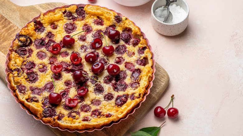 Clafoutis topped with cherries