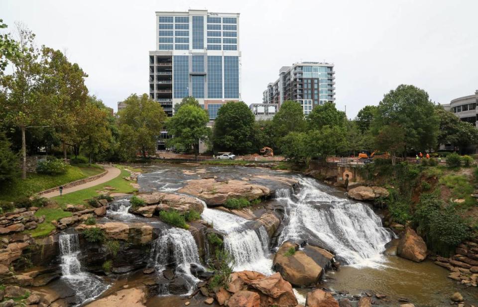 Falls Park on the Reedy is located in downtown Greenville’s Historic West End.