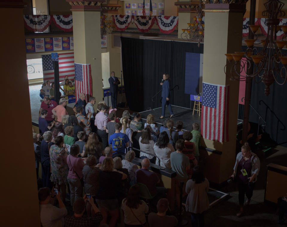Harris speaks at her town hall in Waterloo, Iowa, on Sept. 20, 2019. | September Dawn Bottoms for TIME