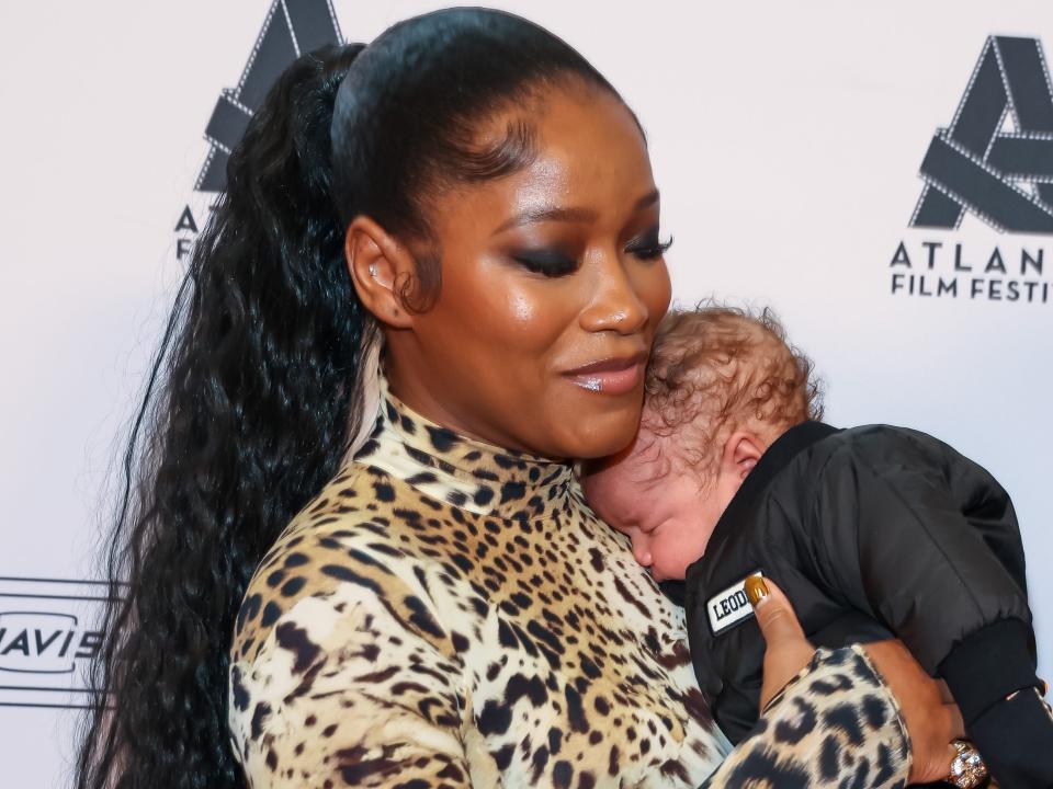 Keke Palmer and her son Leodis Jackson on April 29, 2023 in Atlanta, Georgia.