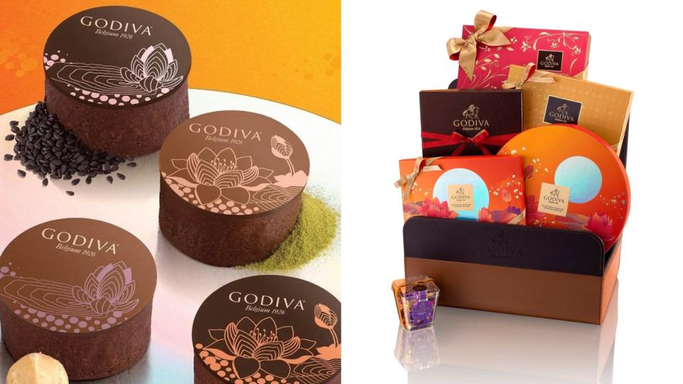 <h3>13) GODIVA：正宗巧克力月餅</h3> <p>GODIVA在中秋佳節，隆重呈上限量中秋禮盒系列。獨家訂製四款中秋巧克力月餅：比利時餅乾黑巧克力、香脆果仁牛奶巧克力、抹茶白巧克力、烤芝麻牛奶巧克力。另外還有片裝餅乾碎片牛奶巧克力與片裝香橙黑巧克力。</p> <p>這幾項產品與精選巧克力，組成7款禮盒。價格從NT950～NT5650不等。</p> <p>請參考以下網址，查詢全台各地販售地點與電話：<a href="http://www.godiva.com.tw/twcht/taiwan" rel="nofollow noopener" target="_blank" data-ylk="slk:http://www.godiva.com.tw/twcht...;elm:context_link;itc:0;sec:content-canvas" class="link ">http://www.godiva.com.tw/twcht...</a></p> <cite>Godiva</cite>