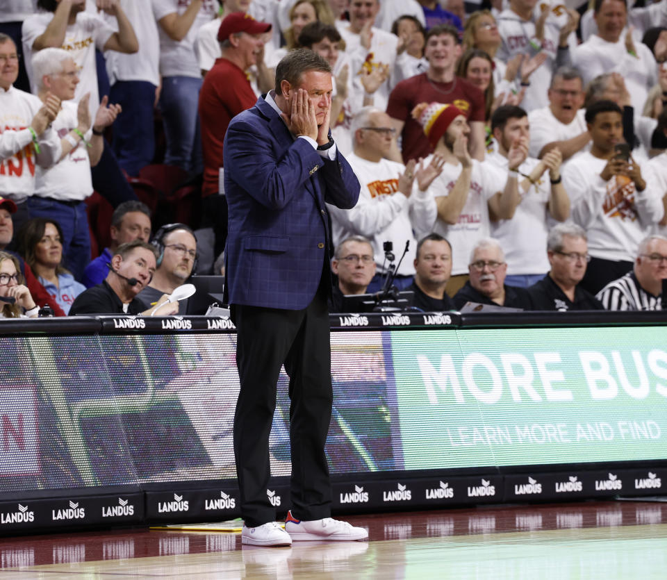 Bill Self and Kansas fell at Iowa State on Saturday afternoon in what was the latest home upset for the Cyclones.