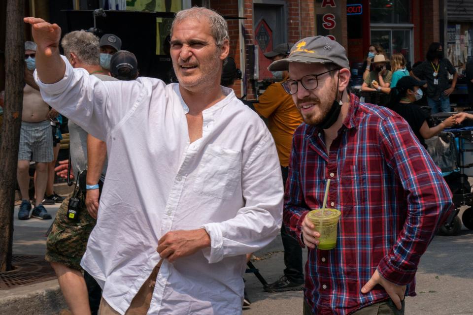 Joaquin Phoenix and Director Ari Aster on the set of 'Beau Is Afraid'