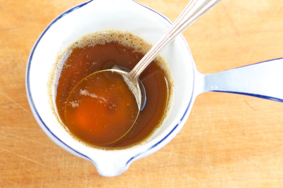 Browned butter in a bowl.