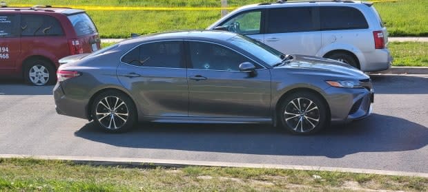 A Toyota Camry was located in the area of Richgrove Drive and Willowridge Road with bullet holes.