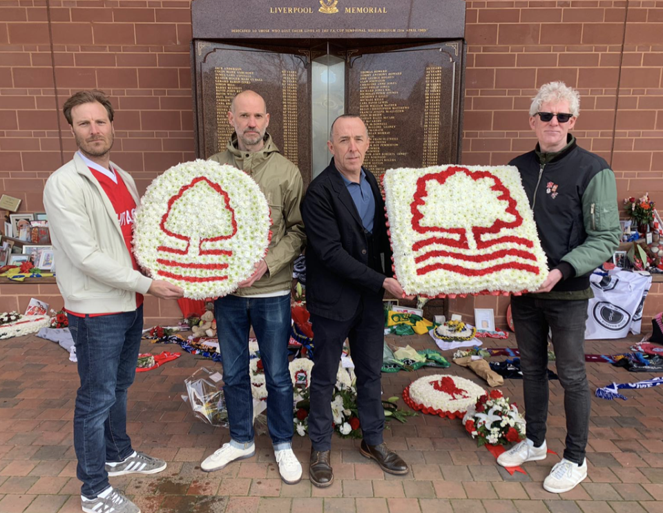 Members of the NFFC Supporters’ Trust share their support at the Hillsborough memorial (NFFC Supporters’ Trust)