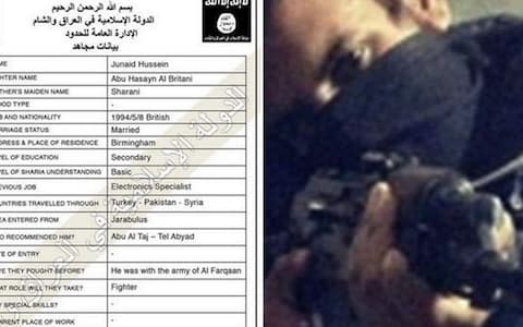 Isil "entry file" of Junaid Hussain shows he crossed into Syria in July 2013 - Credit: None