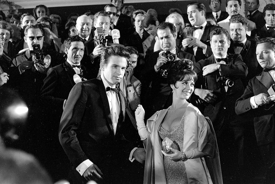 Warren Beatty and his Splendor in the Grass co-star (and then girlfriend) Natalie Wood on the steps of the Palais du Festival, 1962.