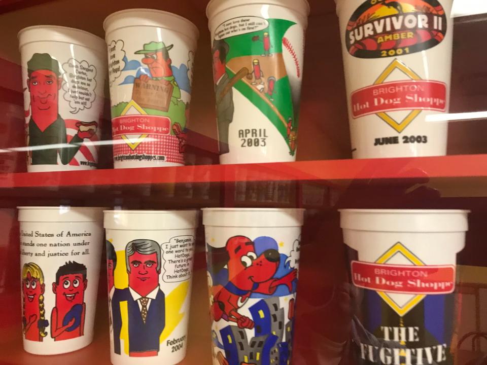 Fun cups are popular at the Brighton Hot Dog Shoppe.