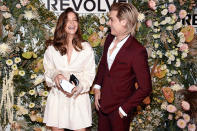 <p>Barbara Palvin and Dylan Sprouse share a laugh at the Revolve Gallery New York Fashion Week event at Hudson Yards on Sept. 9 in N.Y.C. </p>