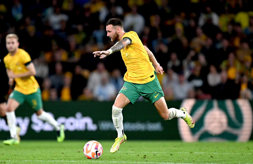 Martin Boyle, pictured here in action for the Socceroos against New Zealand.