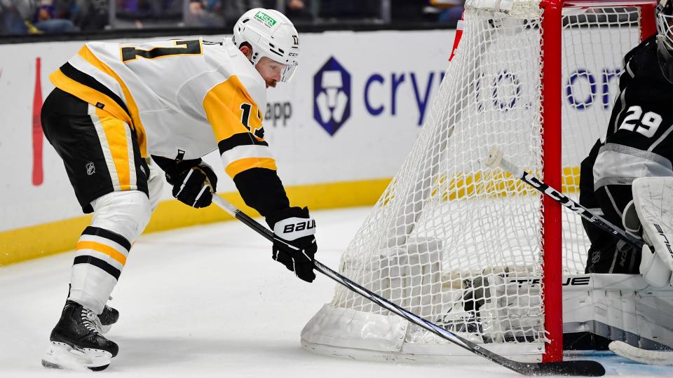 The Penguins got an overtime winner from Bryan Rust on Thursday. (Gary A. Vasquez/NHLI via Getty Images)