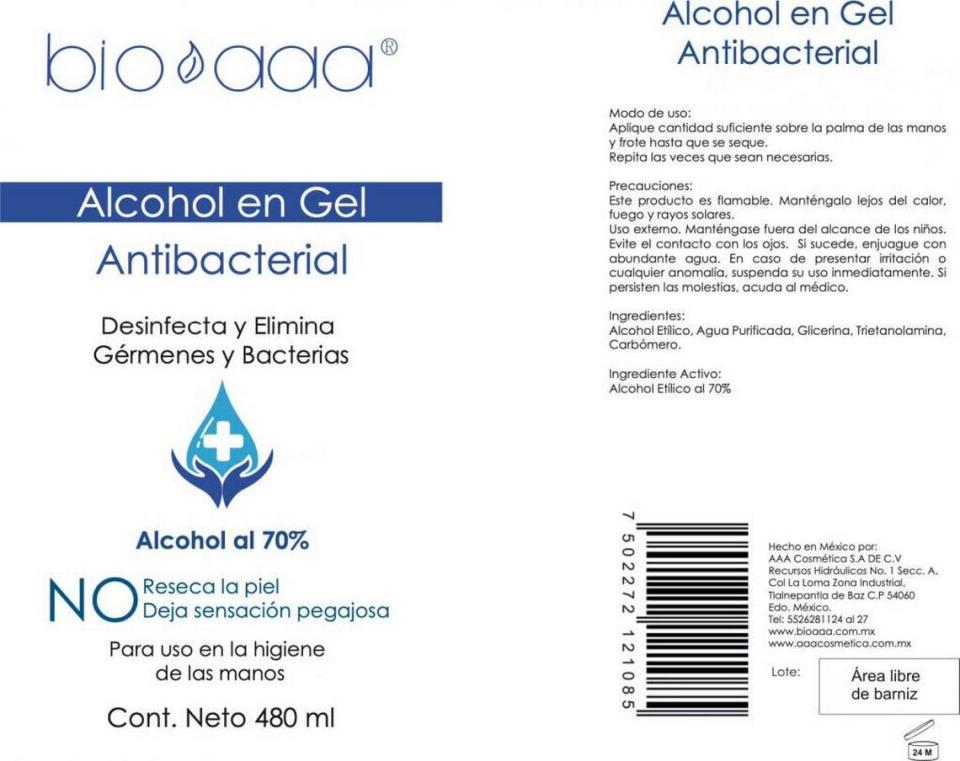 The label from AJR Trading-distributed recalled bio aaa Advance Hand Sanitizer