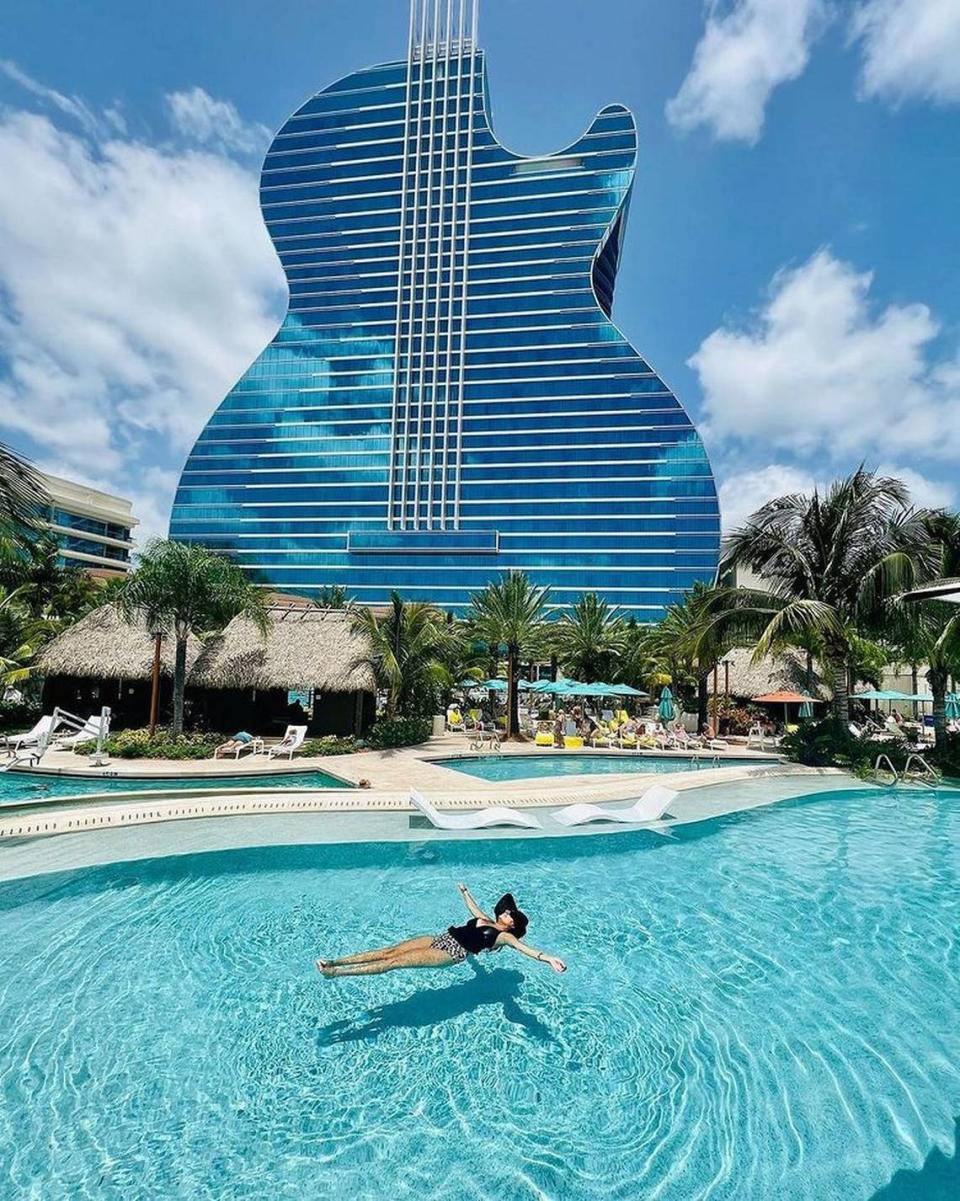 The Guitar Hotel and pool at Seminole Hard Rock Hotel & Casino, near Hollywood.