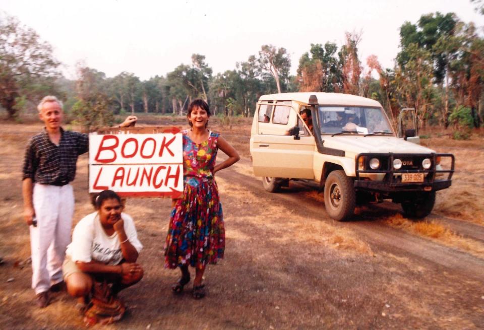 Peter Bibby, Merrilee Lands and June Oscar heading to a Magabala book launch in 1990. Magabala Books