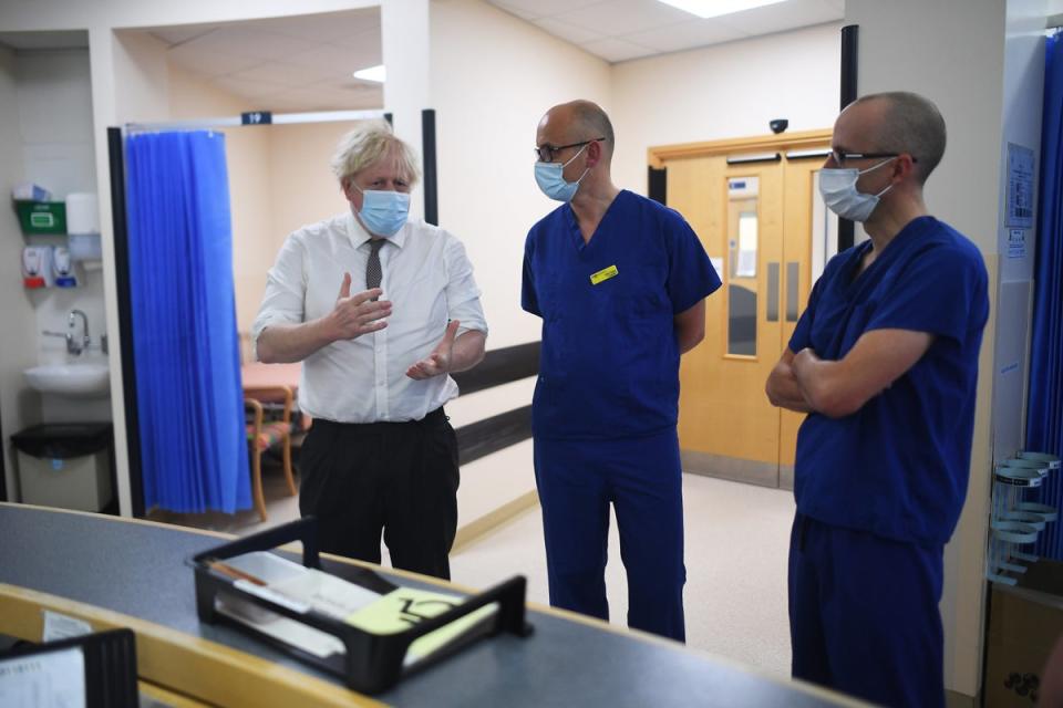 Boris Johnson during a visit to Hexham General Hospital in Northumberland (Peter Summers/PA) (PA Media)