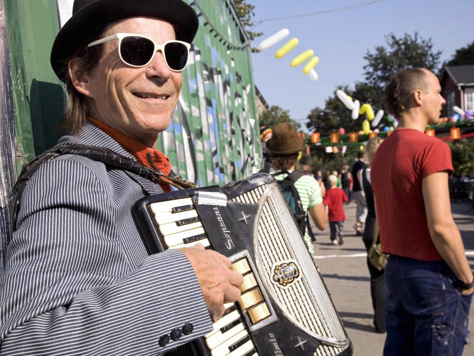 A man celebrates a Christiania anniversary in 2006.