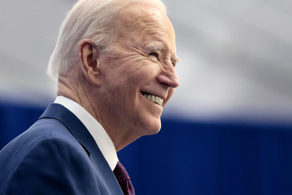A close-up of Joe Biden smiling.