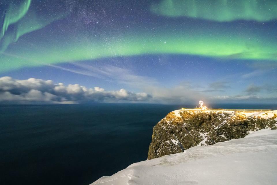 8) The Northern Lights over the North Cape in winter