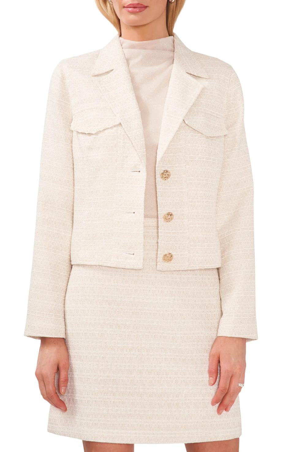 Halogen Tweed Crop Blazer