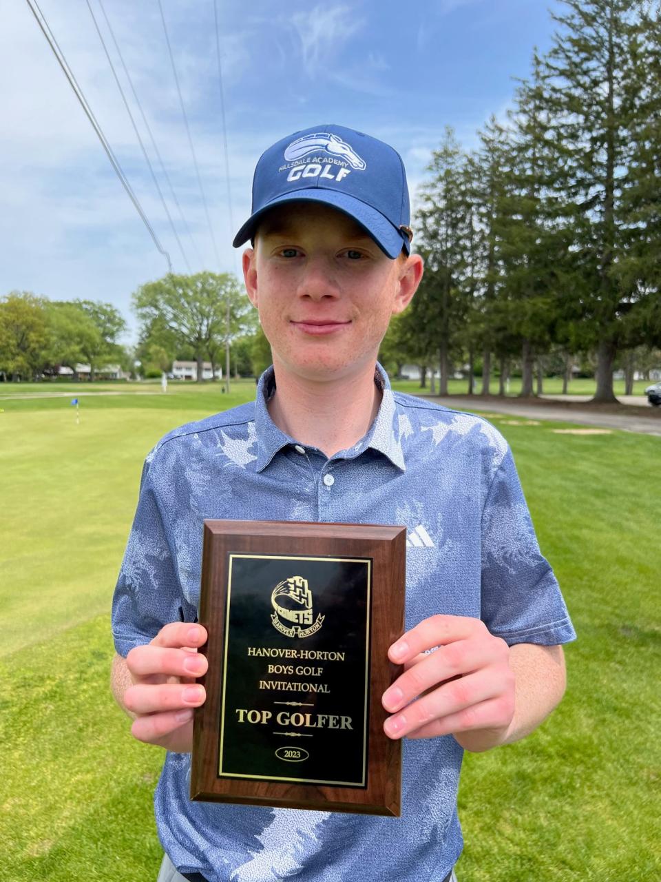 Academy junior Rykert Frisinger was named the top golfer of the Hanover-Horton Invitational after finishing two-under par and taking first place.