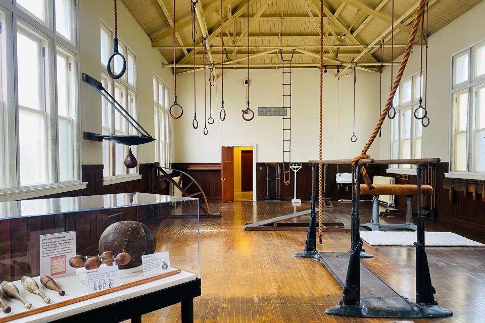 The gym inside Fordyce Bathhouse in Hot Springs National Park in Arkansas