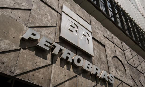 Petrobras logo on its headquarters building in Rio de Janeiro, Brazil.