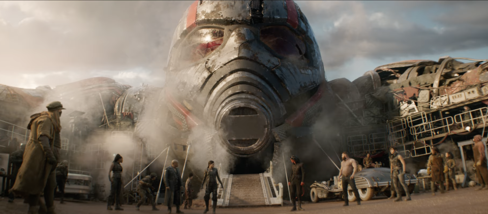 A wide shot of Ant-Man's head